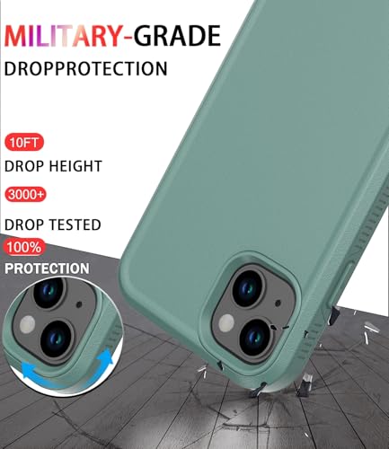 Diverbox for iPhone 14 case [Shockproof] [Dropproof] [Tempered Glass Screen Protector ],Heavy Duty Protection Phone Case Cover for Apple iPhone 14 (Pine Green-2in1) - color: Pine Green-2in1