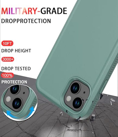 Diverbox for iPhone 14 case [Shockproof] [Dropproof] [Tempered Glass Screen Protector ],Heavy Duty Protection Phone Case Cover for Apple iPhone 14 (Pine Green-2in1) - color: Pine Green-2in1