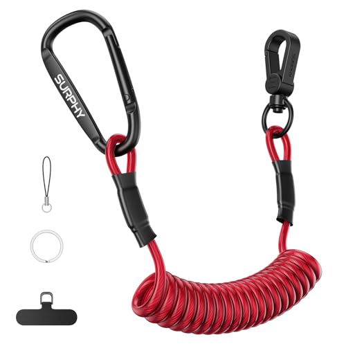 SURPHY Anti Theft Phone Strap, Phone Lanyard, Sturdy Steel Wire Keychain - color: P1- Red