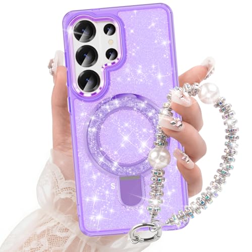 WATACHE for Samsung Galaxy S26 Ultra Case, Glitter Sparkle Bling Heavy Duty Shockproof Protective Phone Case with Kickstand, Anti-Scratch Cover Case for Galaxy S26 Ultra(Clear Purple) - color: Clear Purple, size: s26 ultra case