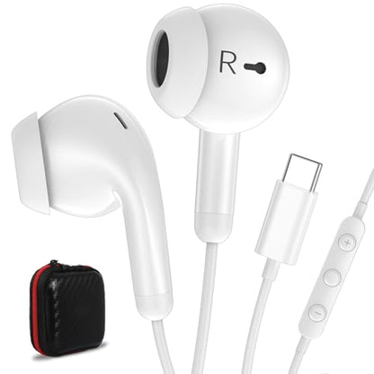USB C Earbuds Headphone for iPad 10th Gen for iPhone Duo 18 Pro 17 15 White - color: White