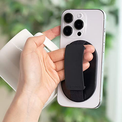 Sinjimoru Magnetic Phone Grip for MagSafe, Silicone Phone Strap, Light Grey - color: Light Grey