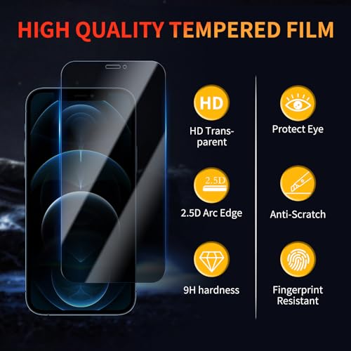 Privacy Screen Protector for iPhone 12 Pro Max 6.7 Inch 3 Pack, Tempered Glass Film Anti-spy Scratch Resistant 9H Hardness Case Friendly - size: iPhone 12 Pro Max