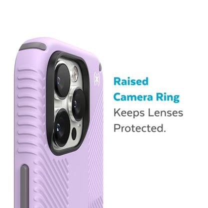 Speck iPhone 14 Pro Case - Drop Protection, Scratch Resistant, Dual Layer Slim Phone Case for 6.1 Inch iPhones 14 Pro - Built for MagSafe - Presidio2 Grip - Spring Purple/Cloudy Grey/White