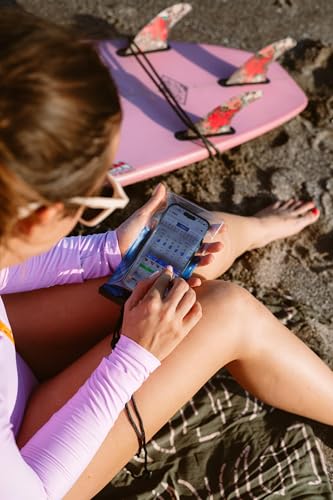 Aquapac Waterproof Phone Case, Medium, Blue | iPhone and Android, Made in The UK, Hiking, Mountain Biking, Running Accessory, Floating, IPX8 certified to 30 ft deep.