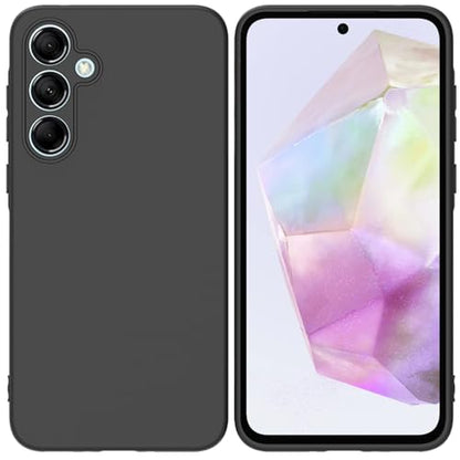 TENOC Phone Case for Samsung Galaxy A35 5G, Black Case Anti-Fingerprint Protective Bumper Matte Cover - color: Black Matte, size: A35