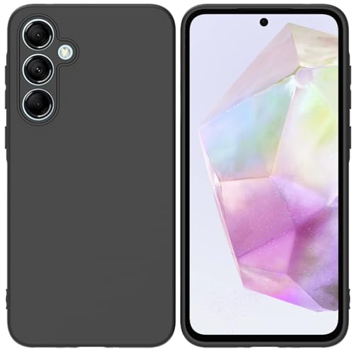 TENOC Phone Case for Samsung Galaxy A35 5G, Black Case Anti-Fingerprint Protective Bumper Matte Cover - color: Black Matte, size: A35