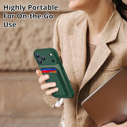 for iPhone 17 Pro Max Case w/Detachable MagSafe Wallet-Green | RFID Blocking Card Holder&Kickstand, Military-Grade Drop & Raised Camera Protection for Travel & Commute - color: Green