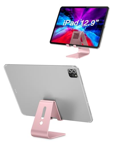 OMOTON C1 Upgraded Aluminum Cell Phone Stand for Desk, Durable Phone Dock - color: Rose Gold