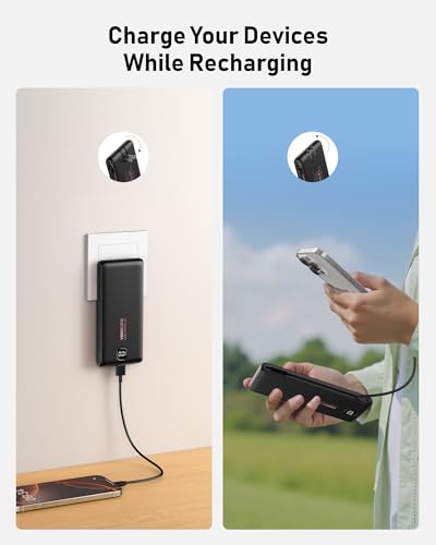 Portable Charger Power Bank Built in Cables and Wall Plug, 10000mAh iPhone Battery Pack Fast Charging, USB C External Slim Power Bank, Travel Essentials Compatible with iPhone 17 16 15 14 iPad, Black - color: Space Black