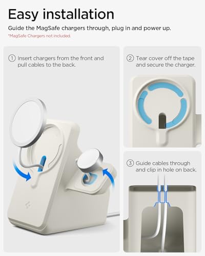 Spigen for MagSafe (25W), Apple Watch Charger Stand Holder Case MagFit Duo - color: Dune Beige, size: MagFit Duo