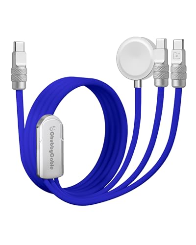 chubbycable 3 in 1 Silicone USB C Cable for Apple Watch, Dark Blue, 4.1FT - color: Dark Blue