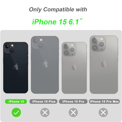 Strap Case for iPhone 15 with Stand, Neon Green | Wrist Strap Kickstand, Adjustable Finger Hand Grip Loop, Slim Transparent Anti-Scratch Back, Soft Bumper Phone Cover - color: Neon Green, size: iPhone 15