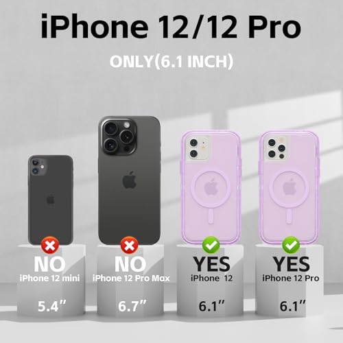 Follaroma Magnetic for iPhone 12/iPhone 12 Pro Case,Heavy Duty Cases,Purple | Compatible with MagSafe, Heavy Duty Shock proof Protection, Military-Grade Anti-Drop, Dual Layer Transparent Protective Cover - color: Purple, size: iPhone 12/iPhone 12 Pro 6.1'