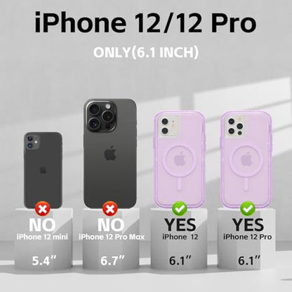 Follaroma Magnetic for iPhone 12/iPhone 12 Pro Case,Heavy Duty Cases,Purple | Compatible with MagSafe, Heavy Duty Shock proof Protection, Military-Grade Anti-Drop, Dual Layer Transparent Protective Cover - color: Purple, size: iPhone 12/iPhone 12 Pro 6.1'