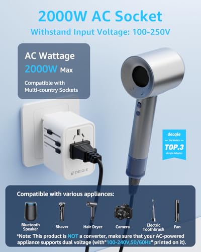 Universal Travel Adapter, 2 USB-C ＆ 1 USB-A, Cover 200+ Countries - color: White, size: PD20W