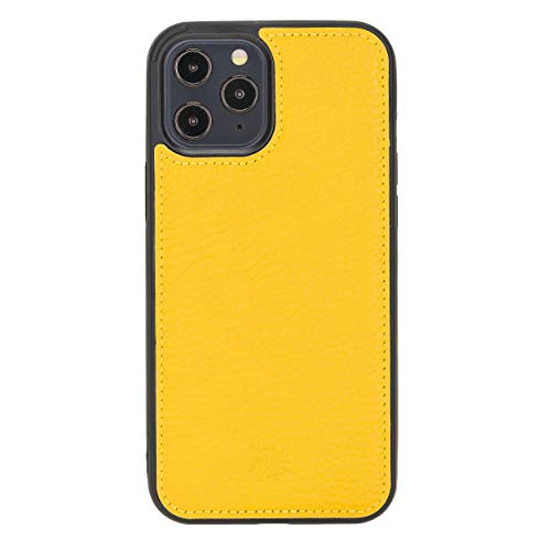 Venito Lucca Leather Case Compatible with iPhone 12 Pro Max (6.7 inch) – Extra Secure with Padded Back Cover (Yellow) - color: Yellow, size: iPhone 12 Pro Max