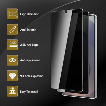 3 Pack Privacy Screen Protector for Samsung Galaxy S25 Ultra, Anti Spy Tempered Glass 9H Hardness, Black Protector Anti Spy, Bubble Free, Anti-Scratch - size: Galaxy S25 Ultra FK3