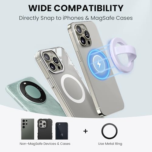 Magnetic Silicone Ring Grip Phone Holder, Loop Grip Phone Holder，Phone Grip - color: Purple