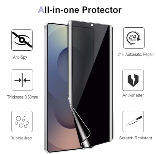 3 Pack for Samsung Galaxy S25 Ultra Privacy Screen Protector [Not Glass], Anti-Spy Flexible TPU Film HD Ultra-Thin Bubble Free Case Friendly Full Coverage Hydrogel Film for S25 Ultra 6.9-inch