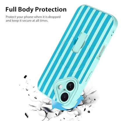 KANGHAR Compatible with iPhone 16 Case Stripes -Blue - color: Blue-Stripes, size: iPhone 16