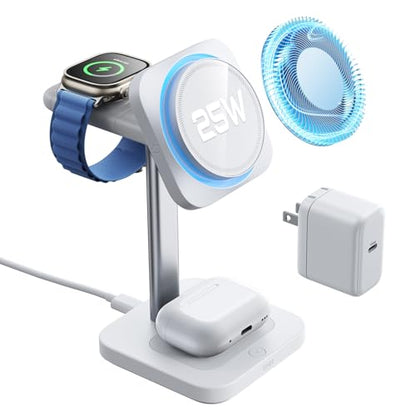 ESR 3 in 1 Charging Station, Qi2.2 25W MagSafe Charger Stand w/Cryoboost - color: White