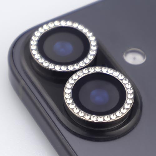 BONVAN for iPhone 17 Camera Lens Protector Bling Glitter Diamond Metal Crystal Tempered Glass Screen Accessories Rhinestones Lens Cover (Black) - color: Black