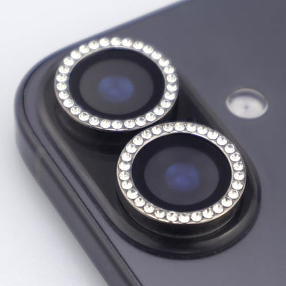 BONVAN for iPhone 17 Camera Lens Protector Bling Glitter Diamond Metal Crystal Tempered Glass Screen Accessories Rhinestones Lens Cover (Black) - color: Black