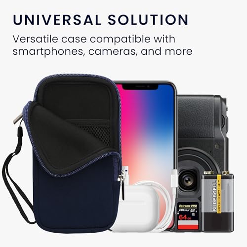 kwmobile Universal Phone Pouch Size XXL - 7" - Neoprene Smartphone Pouch with Zip - Water-Repellent Mobile Phone Case - Sleeve in Dark Blue - color: dark blue, size: XXL - 7"