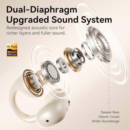Kinglucky Upgraded Clip-On Earbuds, Open Ear Headphones for Small Ears - color: Beige