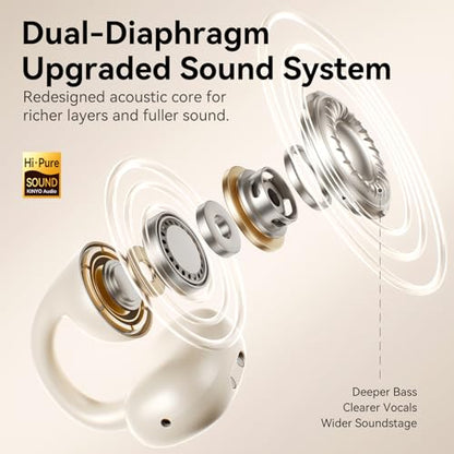 Kinglucky Upgraded Clip-On Earbuds, Open Ear Headphones for Small Ears - color: Beige