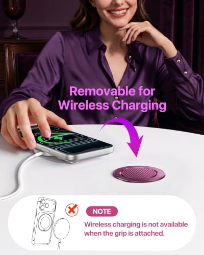 andobil [2026 Ultra-Thin] Magnetic Phone Grip Stand for MagSafe, Red Wine - color: Red Wine Carbon Fiber