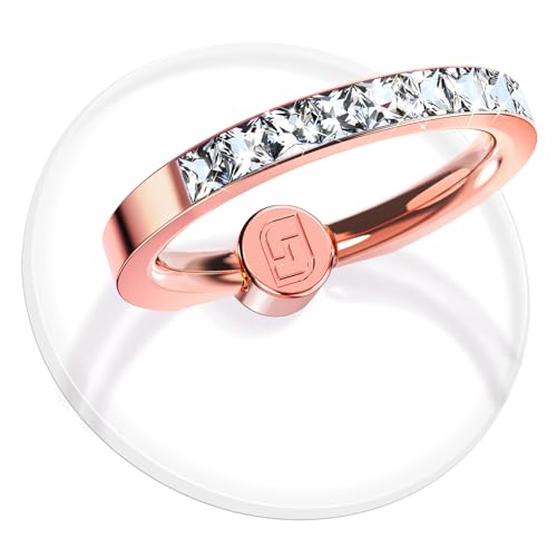 2 Pcs Jsoerpay Clear Phone Ring Holder with Diamond, Rose Gold - color: 2 Rose Gold Diamond