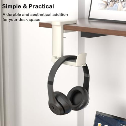 Headphone Holder Adjustable Clamp-on Headphone Hook - color: White