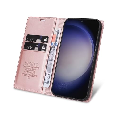 Compatible with Samsung Galaxy S24 Wallet Case PU Leather Flip Folio Case with Card Holder Magnetic Closure Shockproof Protective Phone Cover Rose Gold - color: Rose Gold, size: Samsung S24