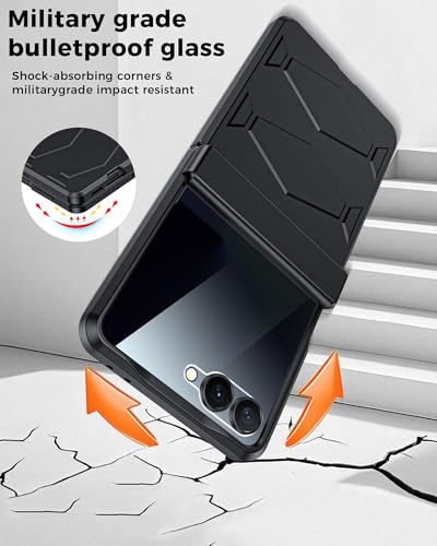 GooseBox for Samsung Galaxy Z Flip 7 Case,Built-in Privacy Screen Protector&Hinge Protection Shockproof All-Inclusive Smartphone Cover for Samsung Galaxy Z Flip 7(Black) - color: Flip7-Black FKP