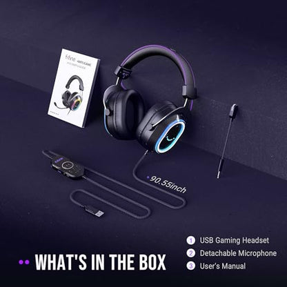 FIFINE H13BP Wired USB Gaming Headset for PC, PS4/5, Mac, Game/Chat Balance - color: Black and Purple