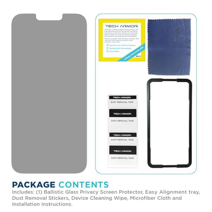 Tech Armor Privacy Glass for iPhone 16e, 14, 13 Pro Screen Protector 1 Pack - size: iPhone 14 / 13 / 13 Pro-6.1 Inch