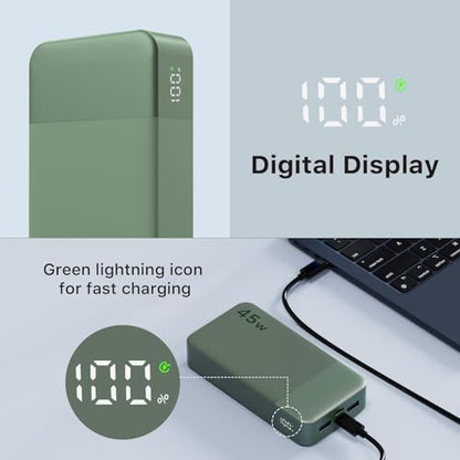 NOBIS Portable Charger 45W 20000mAh Power Bank Fast Charging - color: Green