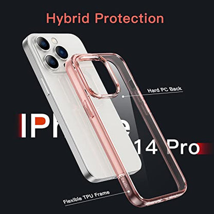 JETech Case for iPhone 14 Pro, Anti-Yellowing, Rose Gold | Shockproof Protection, Scratch Resistant Hard PC Back, Durable Transparent TPU Bumper - color: Rose Gold, size: iPhone 14 Pro
