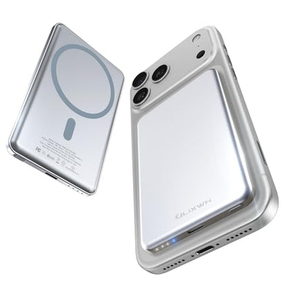[0.3" Ultra Slim] [Alloy-Made] ULiXWH for Magsafe Portable Charger iPhone | 2026 Upgrade Fast Charging 5000mAh Magnetic Power Bank, Wireless Battery Pack for iPhone 17 Air 16 15 Pro Max 14 13, Sliver - color: Sliver