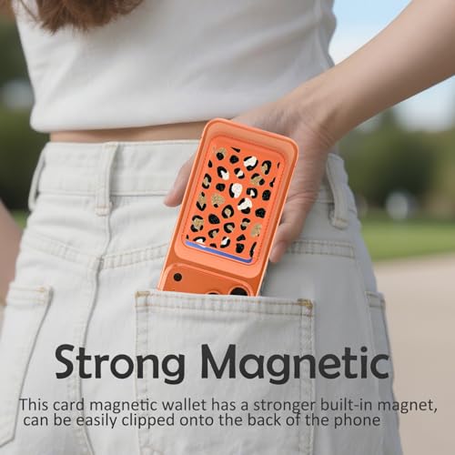 for Magsafe Card Holder | Leopard Print Leather Magnetic Wallet - color: Leopard Print