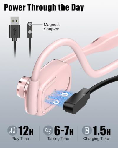 Wireless Headset with Noise Cancelling Mic, Bluetooth V5.4 Headphones-Pink - color: Pink