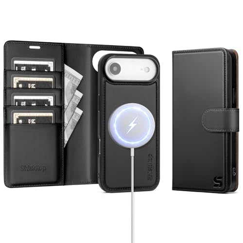 Shieldtop Compatible with MagSafe iPhone 17 Air Wallet Case,Black | 2 in 1 Detachable Magnetic,Credit Card Holder Slots,RFID Blocking,PU Leather,Kickstand,Flip Folio Phone Cover for Men & Women - color: Black, size: iPhone 17 Air - 6.6"