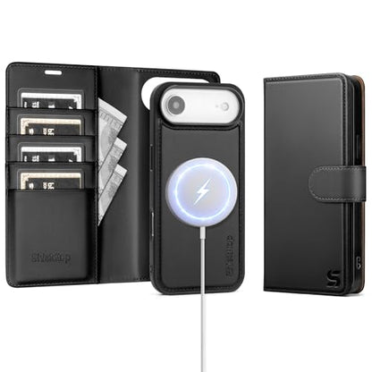 Shieldtop Compatible with MagSafe iPhone 17 Air Wallet Case,Black | 2 in 1 Detachable Magnetic,Credit Card Holder Slots,RFID Blocking,PU Leather,Kickstand,Flip Folio Phone Cover for Men & Women - color: Black, size: iPhone 17 Air - 6.6"