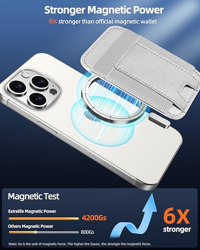 Upgraded for Magsafe Wallet, 7 Card Holder, RFID Blocking, Strongest Magnet | Magnetic Wallet for iPhone 17/16/15/14/13/12 Series, for iPhone Magsafe Wallet with 2 Card Slots, Vegan Leather, Light Gray - color: Light Gray-Upgraded