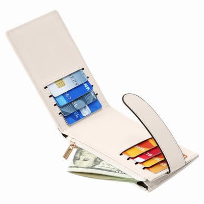 Chelmon Women's RFID Slim Card Holder Wallet | Thin Bifold Multi Card Case with Zipper Coin Pocket Purse for Women(Beige) - color: Beige