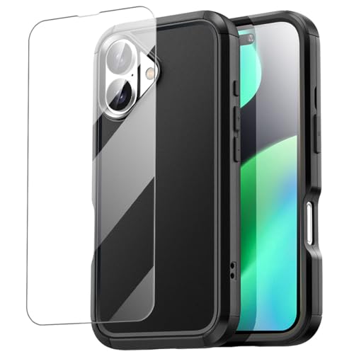 AICase for iPhone 16 Plus Case with Glass Protector,3-Layer Heavy Duty Pocket-Friendly Rugged Durable Military Grade Protection Shockproof/Drop Proof/Dust Proof Protective iPhone 16 Plus Cover 6.7"_5 - color: Black+Glass Protector_A