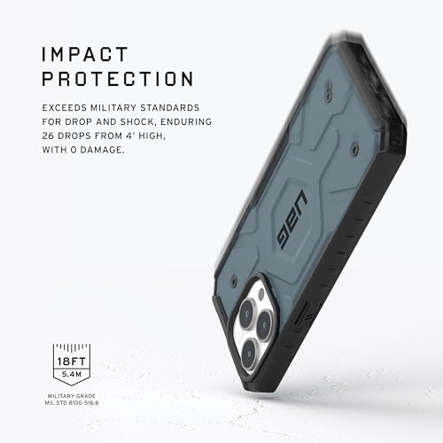 URBAN ARMOR GEAR UAG Case [Updated Version] Compatible with iPhone 15 Pro Case 6.1" Pathfinder Cloud Blue Built-in Magnet Compatible with MagSafe Charging Rugged Mil-Grade Dropproof Protective Cover - color: Cloud Blue