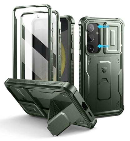 Dexnor for Samsung Galaxy S24 Plus Case with Built-in Slide Camera Cover & Screen Protector & Kickstand, Shockproof Rugged Case Full-Body Bumper Protective Cover for Galaxy S24 Plus (2024),Army Green | 2 Front Frames , Built-in Screen Protector & Kickstan
